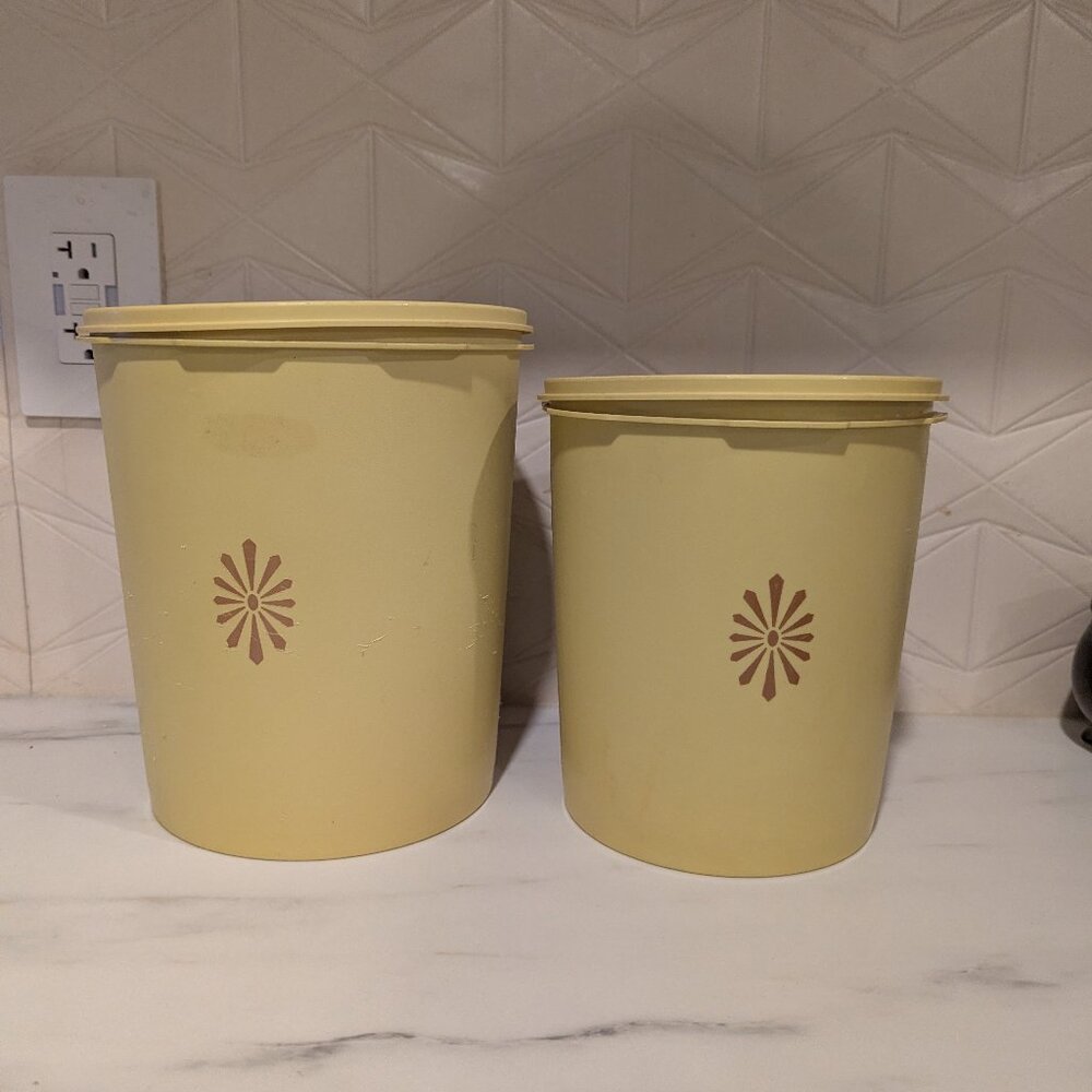 Tupperware Vintage Yellow Storage Container Set